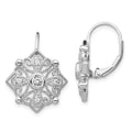 Cheryl M Sterling Silver Rhodium-plated Fancy Brilliant-cut CZ Leverback Earrings, 18 x 17 mm