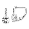 Cheryl M Sterling Silver Rhodium-plated Brilliant-cut CZ Leverback Earrings, 15 x 7 mm