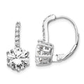 Cheryl M Sterling Silver Rhodium-plated Brilliant-cut CZ Leverback Earrings, 18 x 8 mm