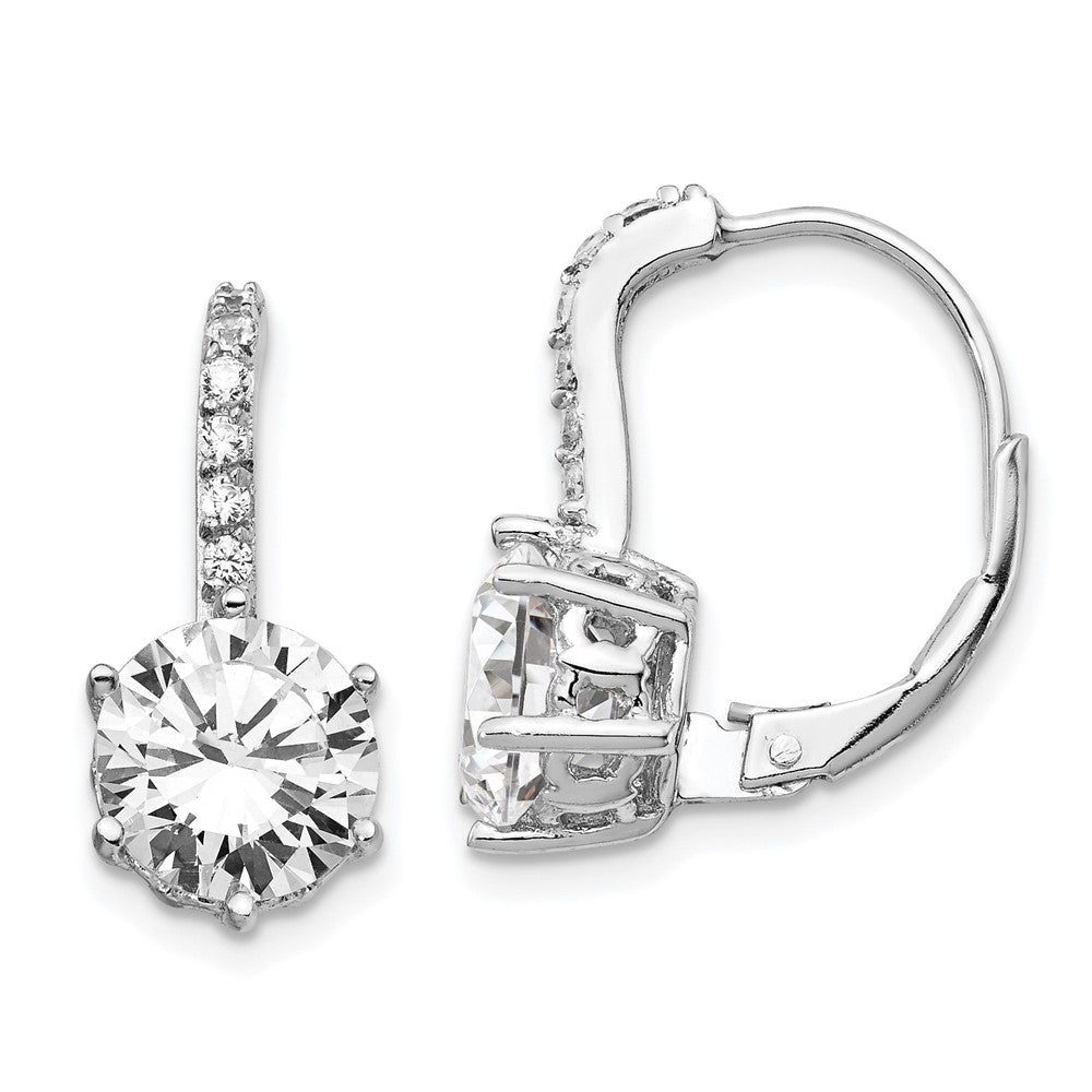 Cheryl M Sterling Silver Rhodium-plated Brilliant-cut CZ Leverback Earrings, 18 x 8 mm