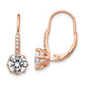 Cheryl M Sterling Silver Rose Gold-plated Brilliant-cut CZ Leverback Dangle Earrings, 18 x 8 mm