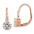 Cheryl M Sterling Silver Rose Gold-plated Brilliant-cut CZ Leverback Dangle Earrings, 23 x 8 mm
