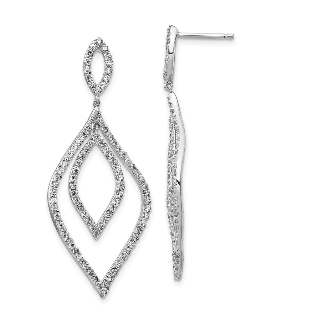 Cheryl M Sterling Silver Rhodium-plated Brilliant-cut CZ Fancy Flames Post Dangle Earrings, 45 x 20 mm