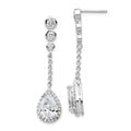 Cheryl M Sterling Silver Rhodium-plated Brilliant-cut CZ Bezel & Teardrop Halo Post Dangle Earrings, 41 x 10 mm