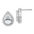 Cheryl M Sterling Silver Rhodium-plated Brilliant-cut Teardrop CZ Halo Post Earrings, 15 x 12 mm