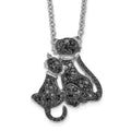 Cheryl M Sterling Silver Rhodium-plated with Black Rhodium Accent Brilliant-cut Black CZ Cats 18 Inch Necklace, 18 x 15 mm