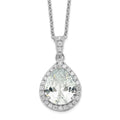 Cheryl M Sterling Silver Rhodium-plated Brilliant-cut Teardrop CZ Halo 18 Inch Necklace, 18 x 13.7 mm