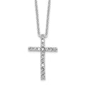 Cheryl M Sterling Silver Rhodium-plated Brilliant-cut CZ Cross 18 Inch Necklace, 18 x 13.7 mm