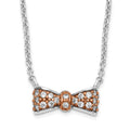 Cheryl M Sterling Silver Rose Gold-Plated & CZ Bow Necklace, 18 mm
