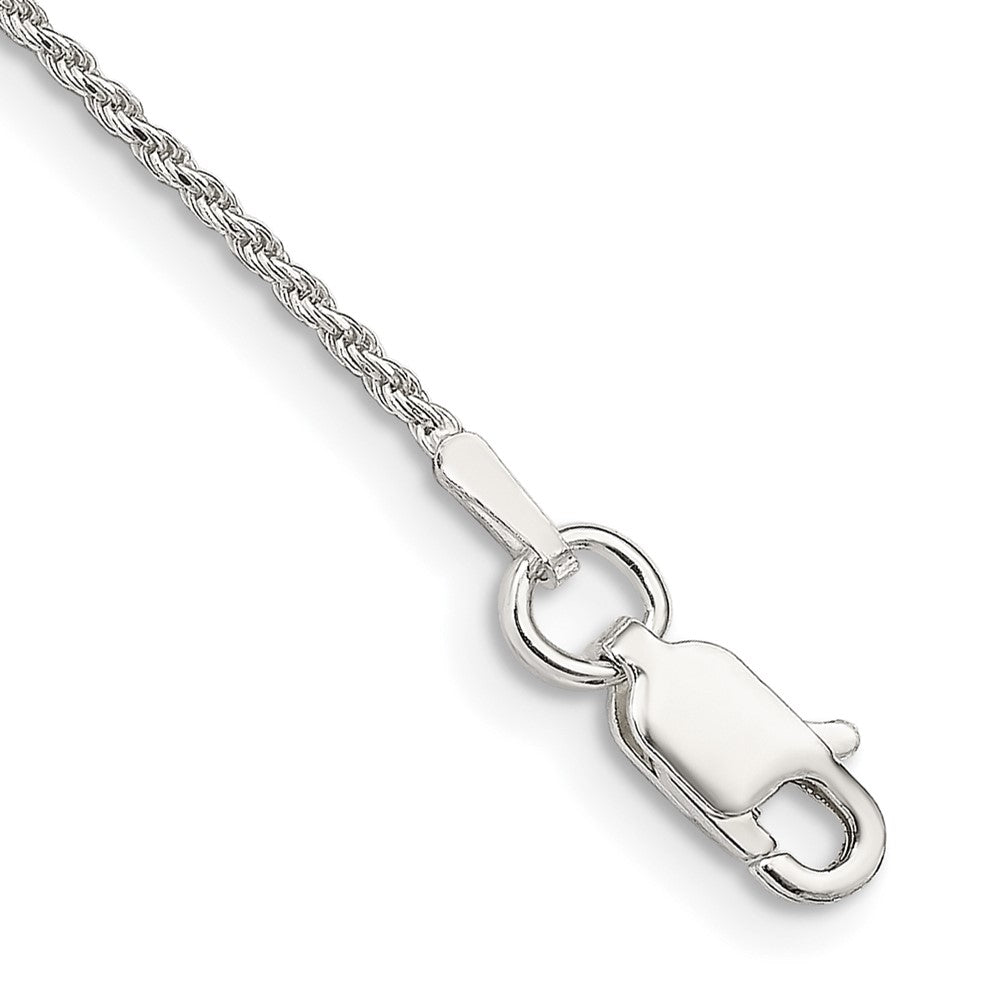 Sterling Silver 1.2mm Diamond-cut Rope Chain Anklet, 9 x 1.2 mm