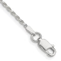 Sterling Silver 1.5mm Diamond-cut Rope Chain Anklet, 9 x 1.5 mm