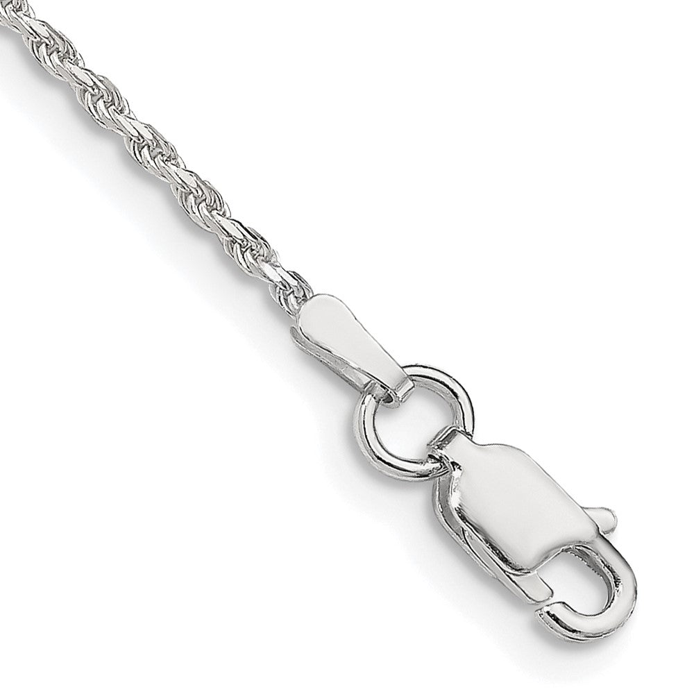 Sterling Silver 1.5mm Diamond-cut Rope Chain Anklet, 9 x 1.5 mm