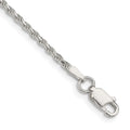 Sterling Silver 1.85mm Diamond-cut Rope Chain Anklet, 10 x 1.85 mm