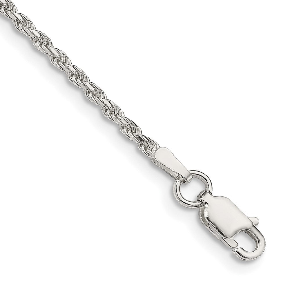 Sterling Silver 1.85mm Diamond-cut Rope Chain Anklet, 9 x 1.85 mm