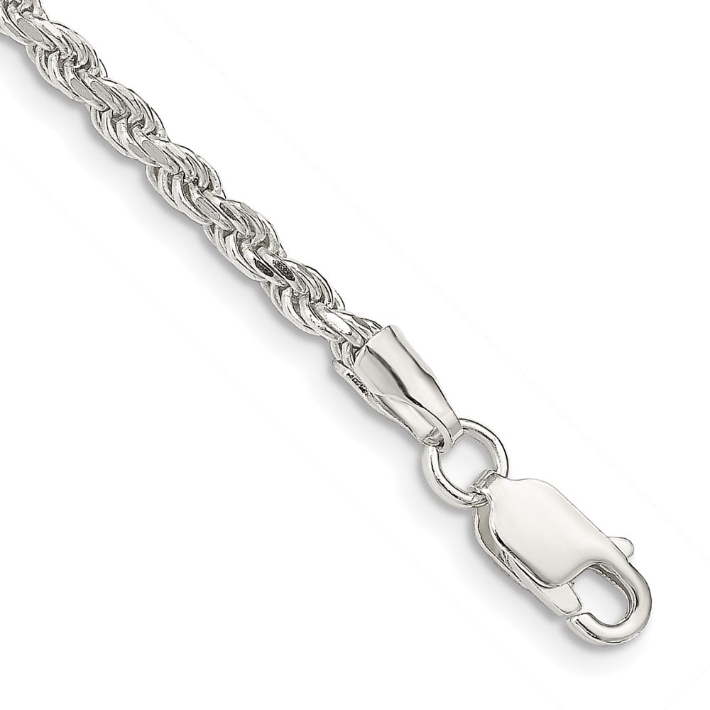 Sterling Silver 2.75mm Diamond-cut Rope Chain, 9 x 2.75 mm