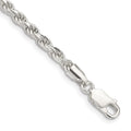 Sterling Silver 3.2mm Diamond-cut Rope Chain, 9 x 3.2 mm