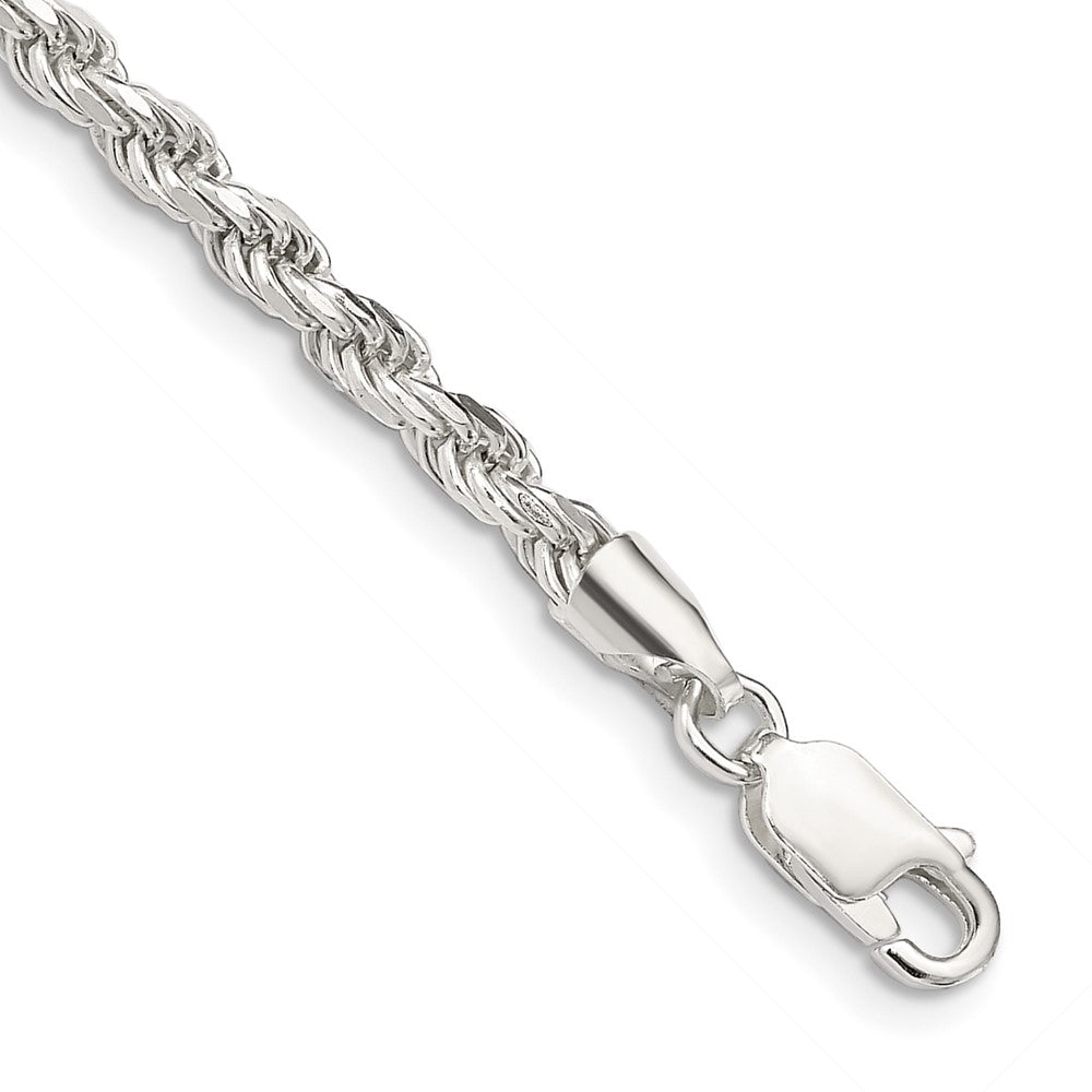 Sterling Silver 3.2mm Diamond-cut Rope Chain, 9 x 3.2 mm