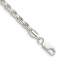 Sterling Silver 3.75mm Diamond-cut Rope Chain, 9 x 3.75 mm