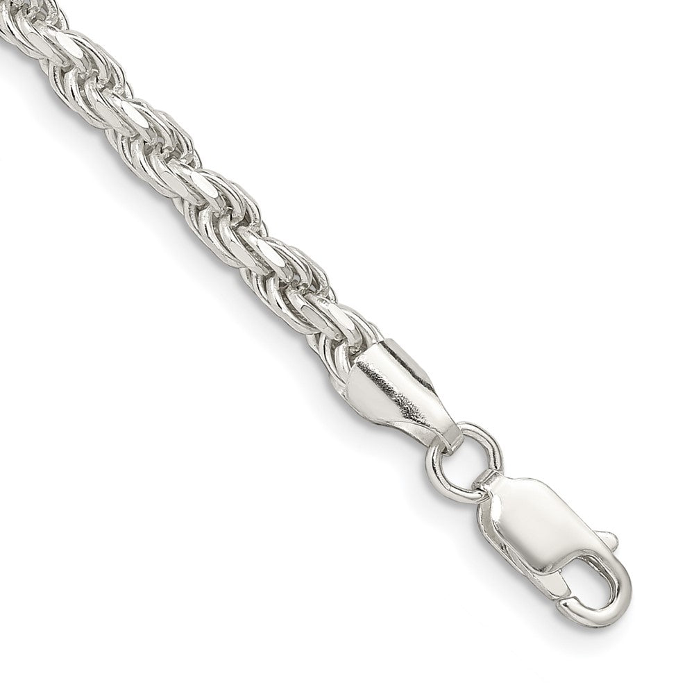 Sterling Silver 3.75mm Diamond-cut Rope Chain, 9 x 3.75 mm