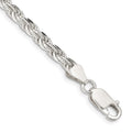 Sterling Silver 4.25mm Diamond-cut Rope Chain, 8 x 4.25 mm