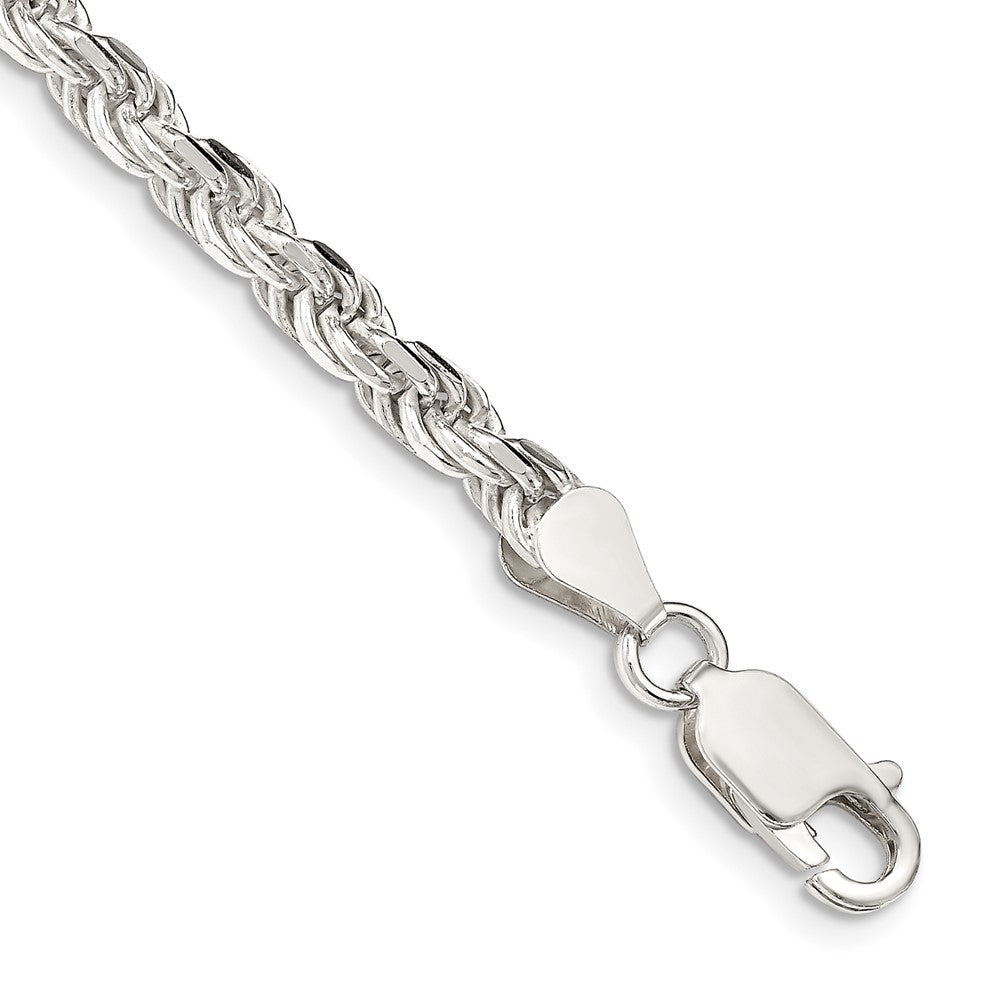 Sterling Silver 4.25mm Diamond-cut Rope Chain, 8 x 4.25 mm