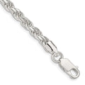 Sterling Silver 4.6mm Diamond-cut Rope Chain, 9 x 4.6 mm