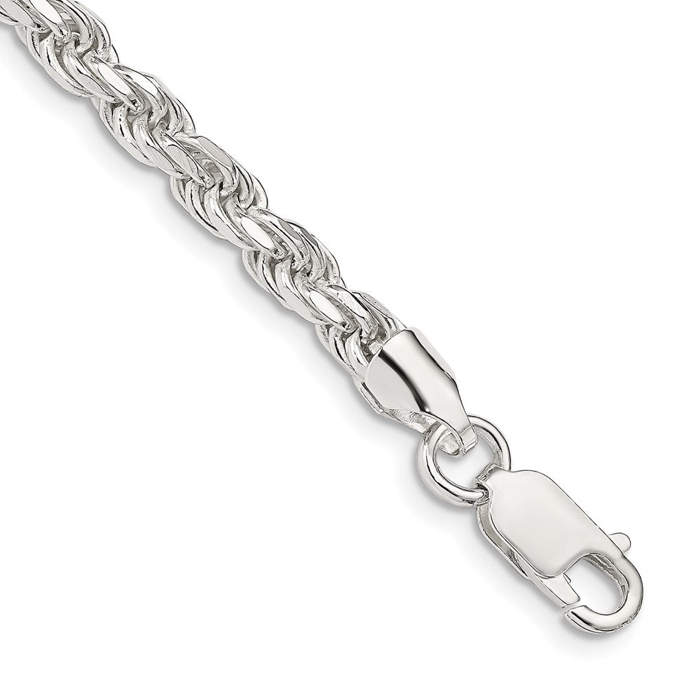 Sterling Silver 4.6mm Diamond-cut Rope Chain, 9 x 4.6 mm