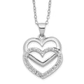 Diamond Fascination Diamond Mystique Sterling Silver Platinum-plated Diamond Double Heart 18 Inch Necklace, 0.005 ct, 18 x 18 mm
