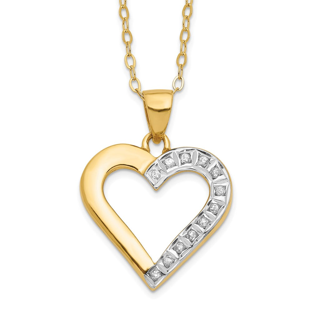 Diamond Fascination Diamond Mystique Sterling Silver 18K Gold-plated Diamond Heart 18 Inch Necklace, 0.005 ct, 18 x 17 mm