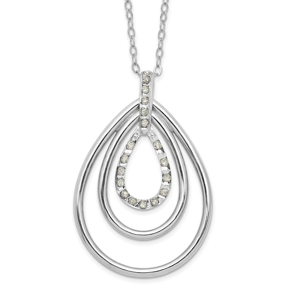 Diamond Fascination Diamond Mystique Sterling Silver Platinum-plated Diamond Triple Teardrop 18 Inch Necklace, 0.005 ct, 18 x 24 mm