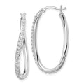 Diamond Fascination Diamond Mystique Sterling Silver Platinum-plated Diamond Oval Twist Hoop Earrings, 0.01 ct, 35 x 2 mm