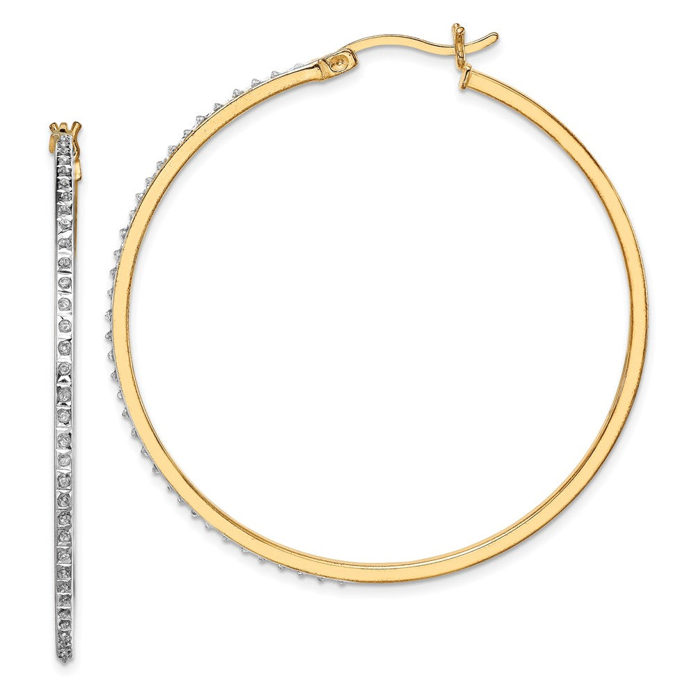 Diamond Fascination Diamond Mystique Sterling Silver 18K Gold-plated Diamond Round Hoop Earrings, 0.01 ct, 47 x 47 mm