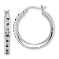 Diamond Fascination Diamond Mystique Sterling Silver Platinum-plated Diamond Sapphire Round Hoop Earrings, 0.02 ct, 25 x 23 mm