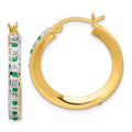 Diamond Fascination Diamond Mystique Sterling Silver 18K Gold-plated Diamond and Emerald Round Hoop Earrings, 0.02 ct, 25 x 24 mm