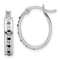 Diamond Fascination Diamond Mystique Sterling Silver Platinum-plated Diamond and Sapphire Oval Hoop Earring, 0.02 ct, 19 x 14 mm