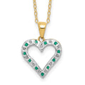 Diamond Fascination Diamond Mystique Sterling Silver 18K Gold-plated Diamond and Emerald Heart 18 Inch Necklace, 0.01 ct, 18 x 17 mm