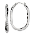 Diamond Fascination Diamond Mystique Sterling Silver Platinum-plated Diamond Black and White Diamond In and Out Hoop Earring, 0.01 ct, 37 x 25 mm