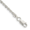 Sterling Silver 2.3mm Solid Rope Chain Anklet, 10 x 2.3 mm