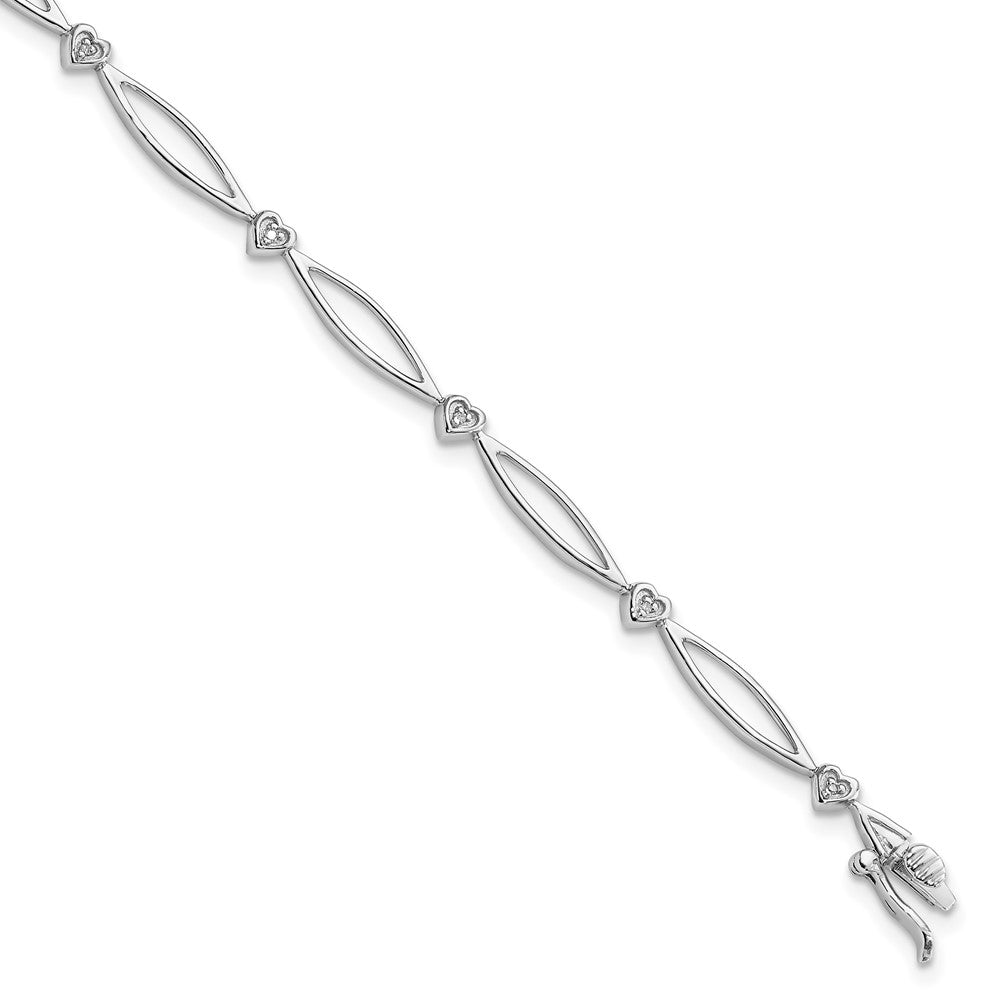 Sterling Silver Rhodium-plated Diam. Bracelet, 0.03 ct, 7 x 4 mm