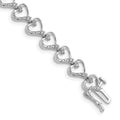 Sterling Silver Rhodium-plated Diam. Heart Bracelet, 0.2 ct, 7 x 7 mm