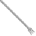 Sterling Silver Rhodium-plated Diam. Bracelet, 0.105 ct, 7 x 4 mm
