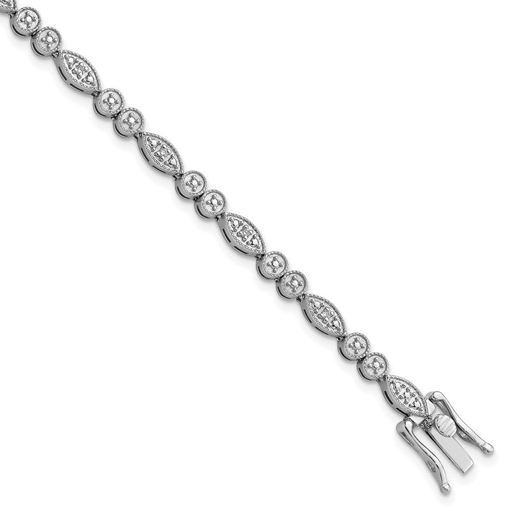 Sterling Silver Rhodium-plated Diam. Bracelet, 0.105 ct, 7 x 4 mm