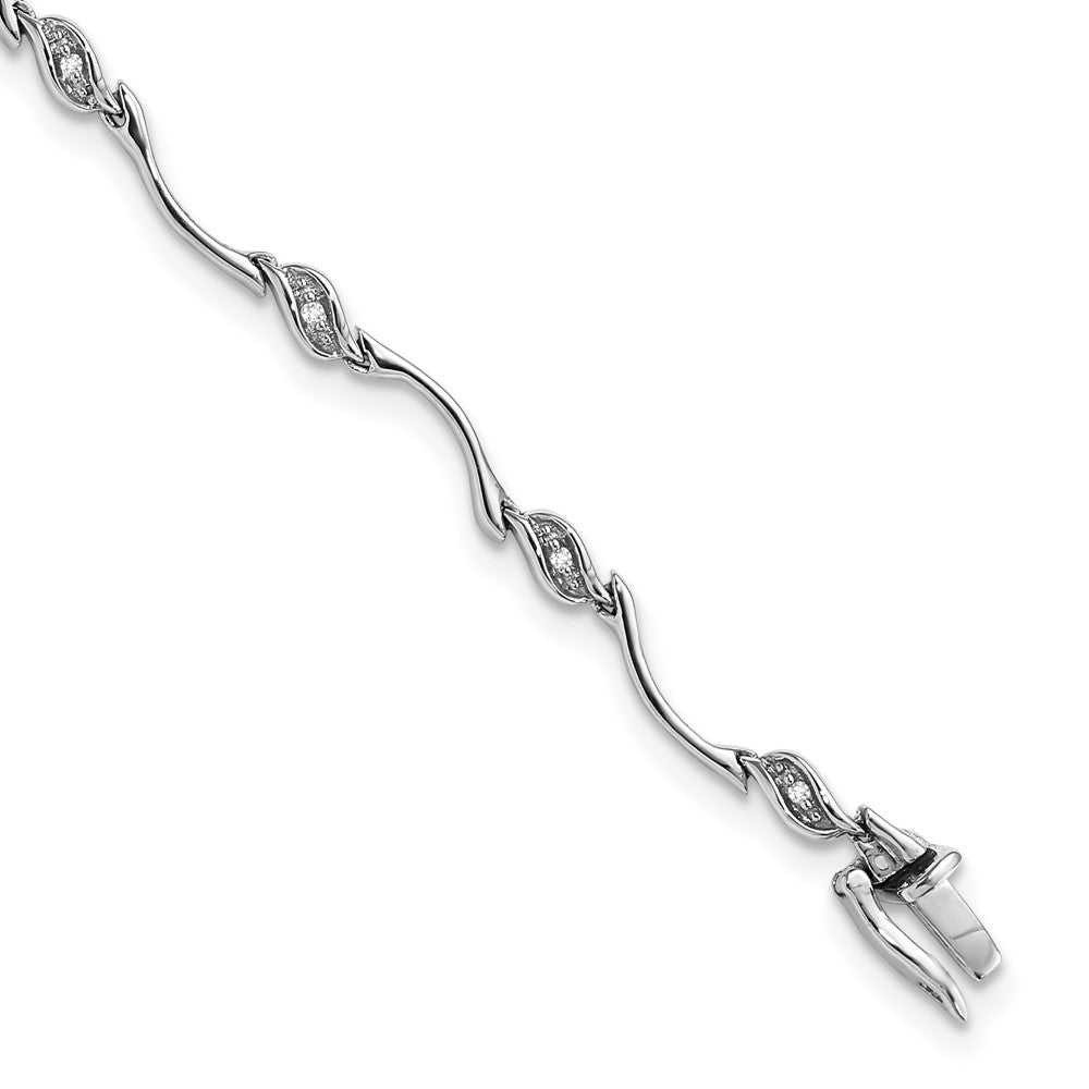 Sterling Silver Rhodium-plated Diam. Bracelet, 0.048 ct, 7 x 3 mm