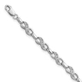 Sterling Silver Rhodium-plated Diam. Infinity Symbol Bracelet, 0.098 ct, Size 7.5, 7.5 mm