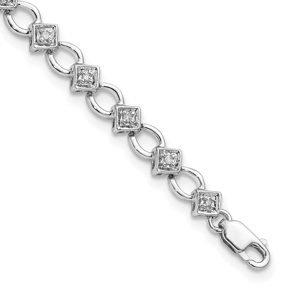 Sterling Silver Rhodium-plated Diam. Bracelet, 0.158 ct, 7 x 5 mm