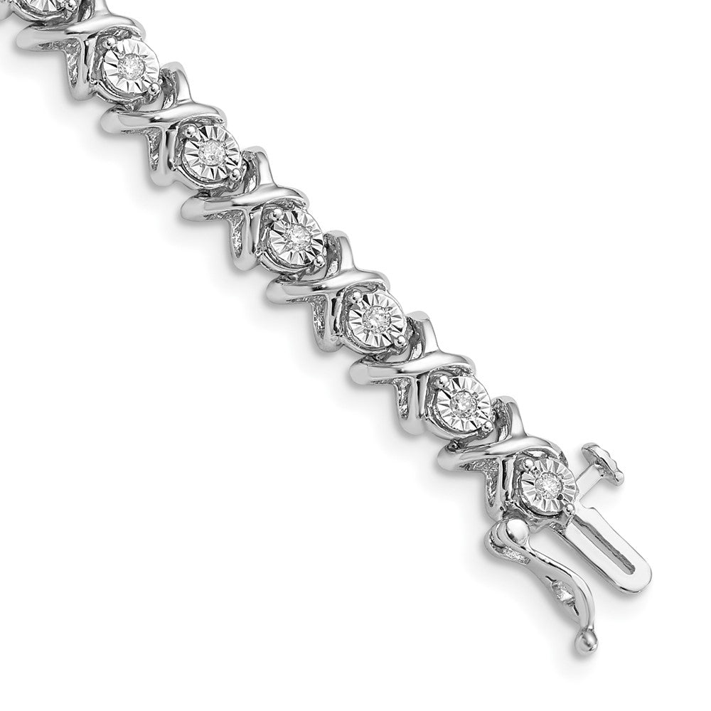 Sterling Silver Rhodium Plated Diamond Bracelet, 0.48 ct, 7 x 6 mm