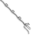 Sterling Silver Rhodium Plated Diamond Bracelet, 0.112 ct, 7 x 4 mm