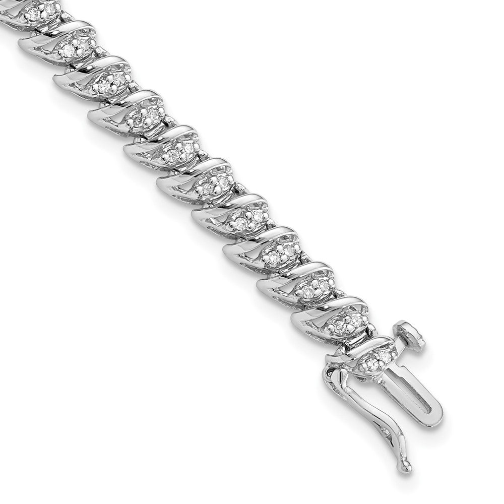 Sterling Silver Rhodium Plated Diamond Bracelet, 0.504 ct, 7 x 6 mm