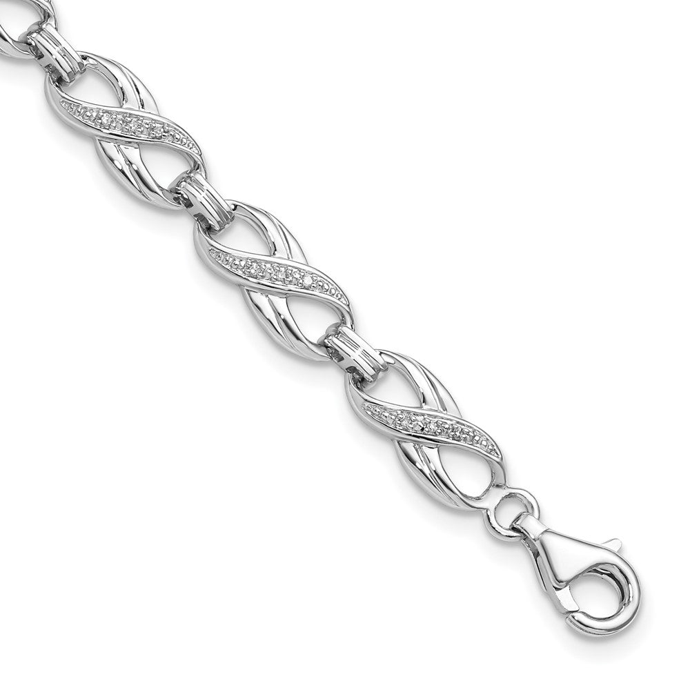 Sterling Silver Rhodium-plated Diam. Bracelet, 0.108 ct, 7.5 mm