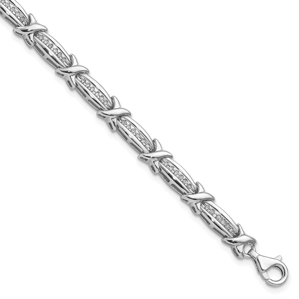 Sterling Silver Rhodium-plated Diam. Bracelet, 0.336 ct, 7.25 x 6 mm